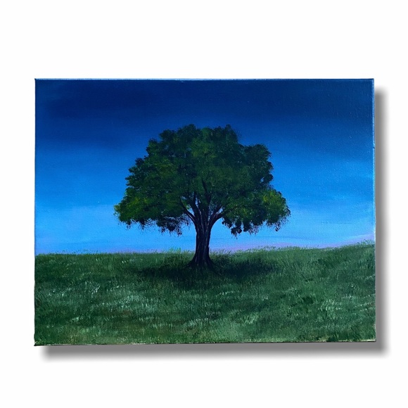 Original tree landscape painting on canvas 11x14